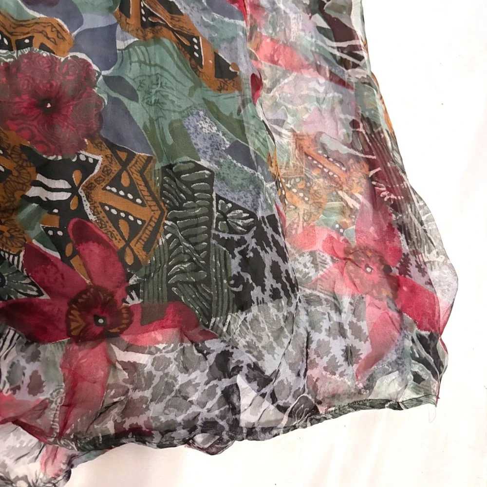 XESSORIUM Vintage 90s Stunning Floral and leopard Print flowy rayon maxi skirt